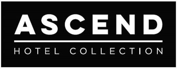 Ascend Hotel Collection logo, black background, indicating The Century House hotel is part of the historic boutique hotels<br>